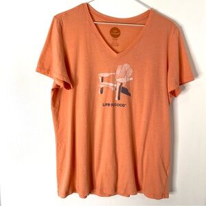 Life Is Good Orange Adirondack Graphic Classic Fit V-Neck Tee